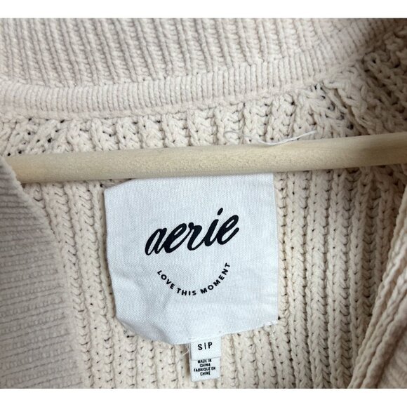 Aerie Beige Cream Collar Knit Sweater Size Small Academia Women’s - Picture 3 of 6